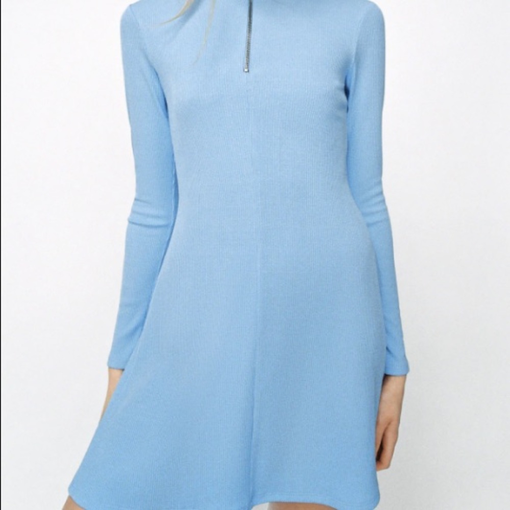 Zara Sky Blue Rib Dress.